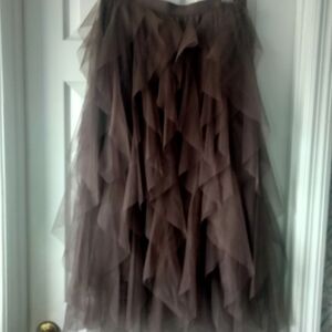 Elegant Layered Brown A-Line Skirt